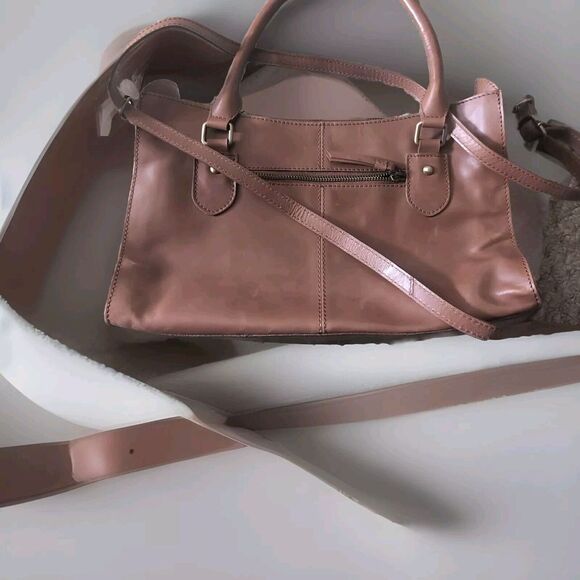 Born Chestnut brown leather Shoulder/ handbag large Metal logo‎ nice - Picture 2 of 9